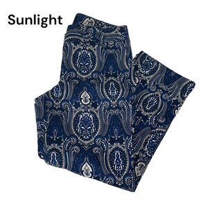 Talbots Womens Blue Paisley Print Capri Pants Size 4 Cotton/Spandex Blend